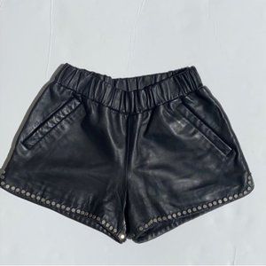 Anine Bing Leather Shorts with studded grommet detail